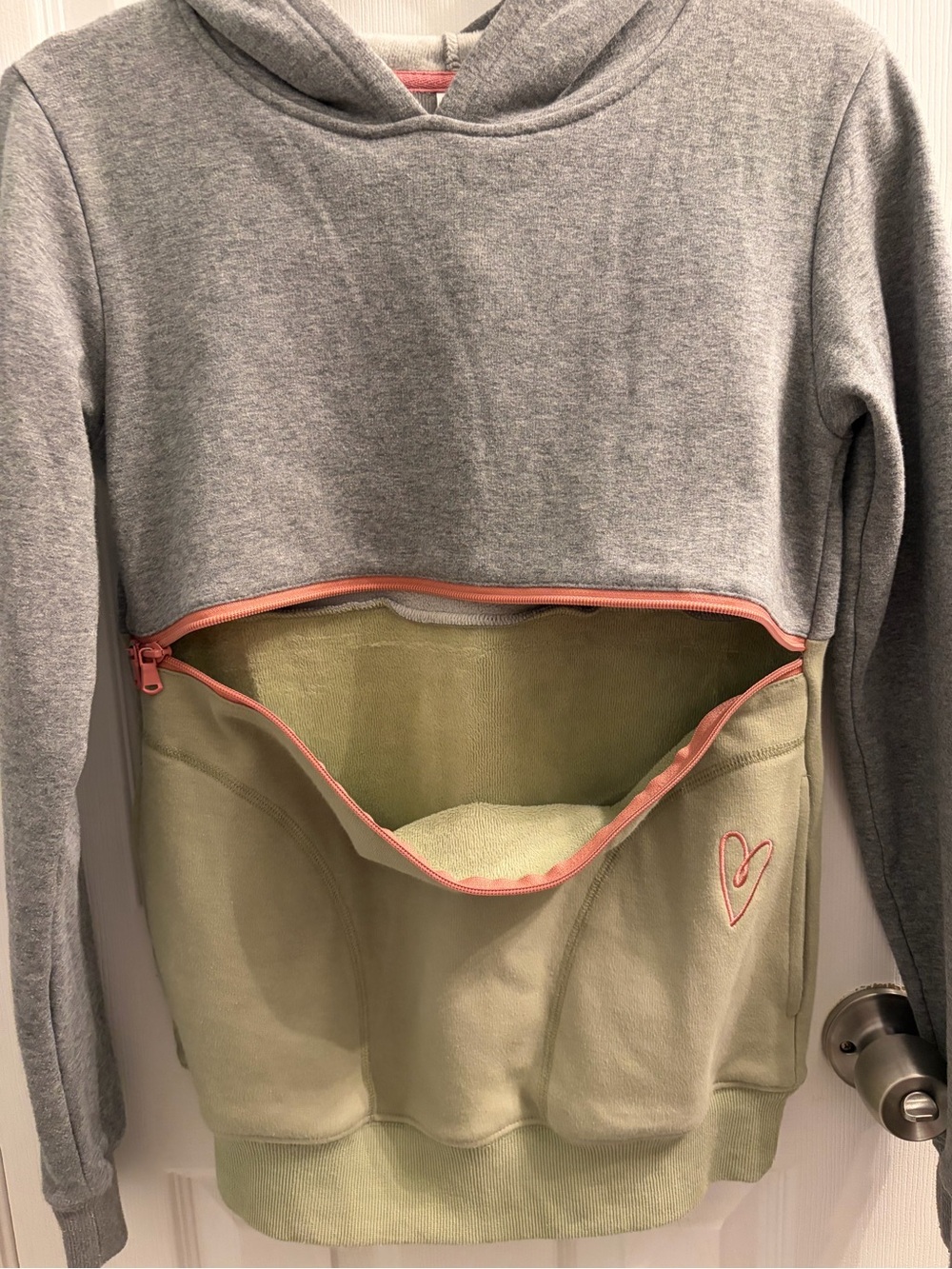 Latched Mama Pullover Hoodie - Olive Green & Gray XXS - Picture 7 of 9